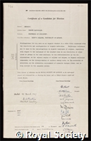 Bennett, George Macdonald: certificate of election to the Royal Society