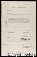 Craigie, James: certificate of election to the Royal Society