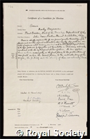 Crane, Morley Benjamin: certificate of election to the Royal Society