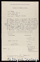 Feldberg, Wilhelm Siegmund: certificate of election to the Royal Society