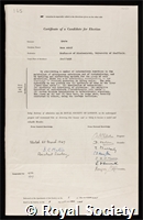 Krebs, Sir Hans Adolf: certificate of election to the Royal Society