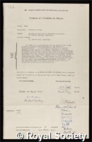 Mann, Frederick George: certificate of election to the Royal Society