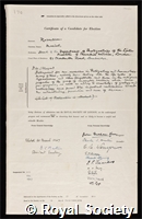 Robertson, Muriel: certificate of election to the Royal Society