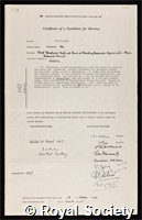 Waddington, Conrad Hal: certificate of election to the Royal Society