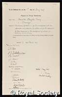 Urey, Harold Clayton: certificate of election to the Royal Society