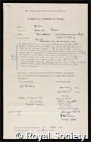 Dorey, Stanley Fabes: certificate of election to the Royal Society