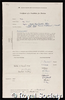 Frisch, Otto Robert: certificate of election to the Royal Society