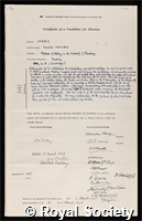 Harris, Thomas Maxwell: certificate of election to the Royal Society