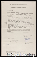Heitler, Walter Heinrich: certificate of election to the Royal Society