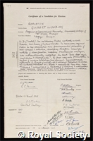 Robinson, Gilbert Wooding: certificate of election to the Royal Society