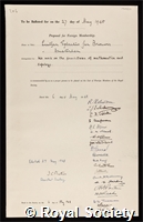 Brouwer, Luitzen Egbertus Jan: certificate of election to the Royal Society