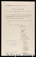 Caullery, Maurice Jules Gaston Corneille: certificate of election to the Royal Society