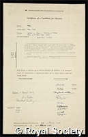 Allen, John Frank: certificate of election to the Royal Society