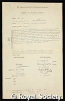 Bullen, Keith Edward: certificate of election to the Royal Society