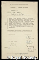 Medawar, Sir Peter Brian: certificate of election to the Royal Society