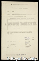 Morgan, Walter Thomas James: certificate of election to the Royal Society