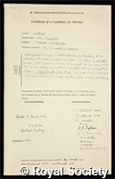 Whittaker, John Macnaghten: certificate of election to the Royal Society