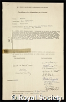 Babkin, Boris Petrovich: certificate of election to the Royal Society
