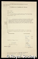 Bleaney, Brebis: certificate of election to the Royal Society