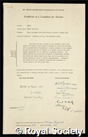 Gates, Sidney Barrington: certificate of election to the Royal Society