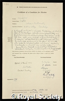Howarth, Leslie: certificate of election to the Royal Society