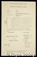 Folley, Sydney John: certificate of election to the Royal Society