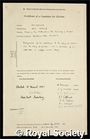 Heilbronn, Hans Arnold: certificate of election to the Royal Society