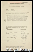 Hutchinson, Sir Joseph Burtt: certificate of election to the Royal Society