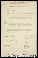 Neuberger, Albert: certificate of election to the Royal Society