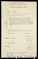 Ubbelohde, Alfred Rene Jean Paul: certificate of election to the Royal Society