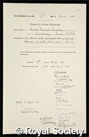 Lashley, Karl Spencer: certificate of election to the Royal Society