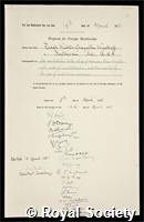 Wykoff, Ralph Walter Graystone: certificate of election to the Royal Society