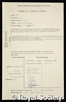 Jones, Harry: certificate of election to the Royal Society