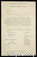 Lemberg, Max Rudolf: certificate of election to the Royal Society