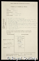 Mitchell, Joseph Stanley: certificate of election to the Royal Society