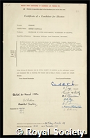 Pugsley, Sir Alfred Grenville: certificate of election to the Royal Society