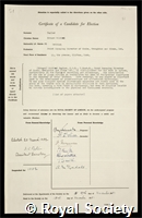 Taylor, Edward Wilfred: certificate of election to the Royal Society