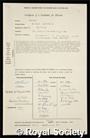 Woods, Donald Devereux: certificate of election to the Royal Society