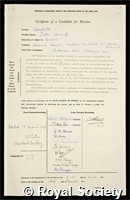 Cornforth, Sir, John Warcup: certificate of election to the Royal Society