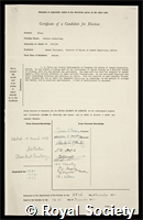 Elton, Charles Sutherland: certificate of election to the Royal Society