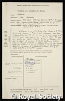 Frankel, Sir Otto Herzberg: certificate of election to the Royal Society
