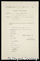 Muller, Hermann Joseph: certificate of election to the Royal Society