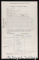 Kuhn, Heinrich Gerhard: certificate of election to the Royal Society