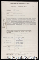 Pippard, Alfred John Sutton: certificate of election to the Royal Society