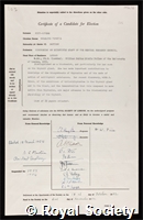 Pitt-Rivers, Rosalind Venetia: certificate of election to the Royal Society