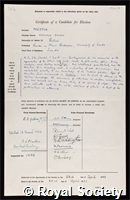 Preston, Reginald Dawson: certificate of election to the Royal Society