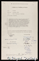 Williams, Carrington Bonsor: certificate of election to the Royal Society