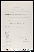 Loewi, Otto: certificate of election to the Royal Society