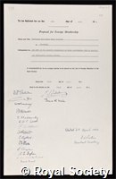 Siegbahn, Karl Manne Georg: certificate of election to the Royal Society