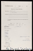 Struve, Otto: certificate of election to the Royal Society